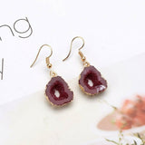 Small  Geode Gemstone Slice Drop  Earrings