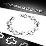 Unisex  Stainless Steel Cut-out Cross Link Chain Bracelet 20 cm(7.88 in)