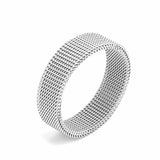 304 Stainless Steel Silver Tone Mesh Band Ring