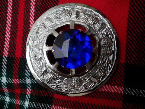 Large Scottish Blue Stone 3" Kilt Brooch