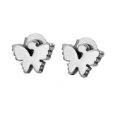 316 Stainless Steel Ear Stud Earrings  Butterfly Animal 9mm( 3/8") x 7mm( 2/8")