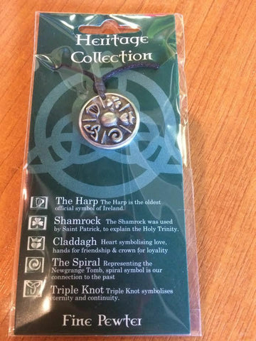 Irish Pewter Mystery of Ireland Pewter Celtic Pendant with Adjustable Black Cord