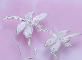 Dragonfly with crystal silver plated Earrings