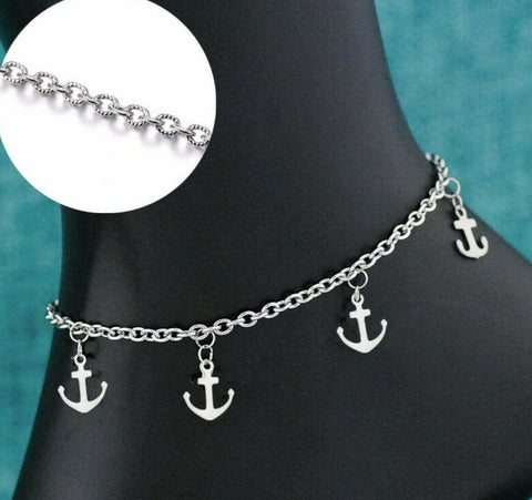 Stainless Steel Anchor Anklet 3mm  20cm (7.87 in) plus 5 mm extender (1.97 in)