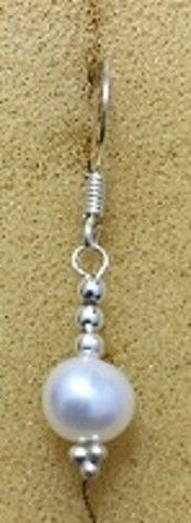 Sterling Silver White Pearl Earring With Mini Balls