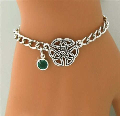 Trinity Knot Emerald Charm Bracelet