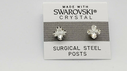 Clear made with  Swarovski Crystal Greek Cross  Stud Earrings 8mm