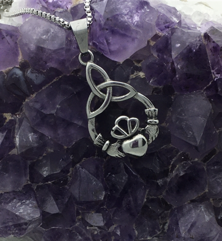 Modern "Take Me Home" Claddagh & Trinity Pendant No Chain