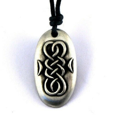 Irish Pewter Destiny Knot Celtic Pendant with Adjustable Black Cord